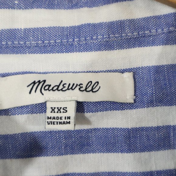 Madewell Linen blend Striped Popover Blouse Size XXS - Picture 2 of 3